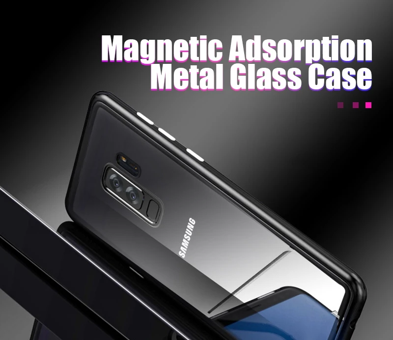 Artisome Magnetic Adsorption Case For Samsung Galaxy S9 S8 Plus Case For Samsung Note 8 Magnet Metal Tempered Glass Back Cover   (1)