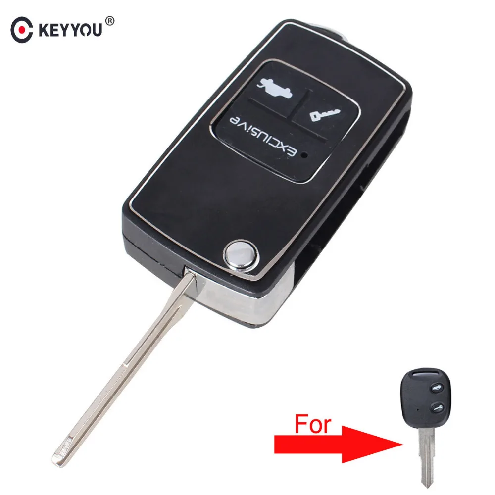 KEYYOU Flip Folding 2 Buttons Modified Flip Folding Remote Car Key