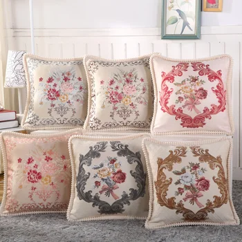 

Free Shipping 1 pcs 48cm European embroidery Cushion Cover And Pillow Case For Office Chair Back Cushion Sofa Throw Pillow LWL06