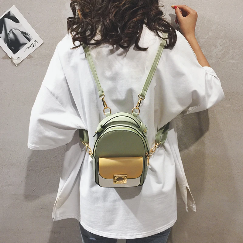 

Contrast color Women Mini Backpack Fashion Bagpack For Teenage Girls Travel Bag Pack Female Shoulder Bag Mochilas Mujer 2019