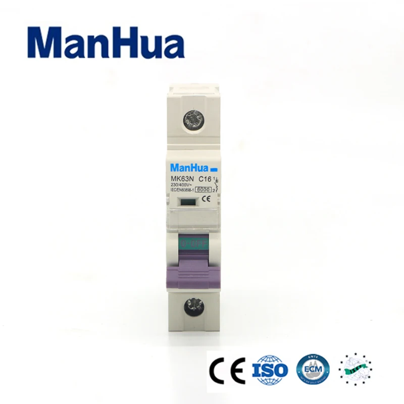 

ManHua 1P 16A MK63N C16 CB CE Certificated Overload Protection Miniature Circuit Breaker