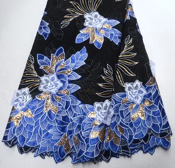 

Excellent Royal blue 3d flowers sequins African french net Traditional Wedding lace Royal 3d flower sequins french net fabric