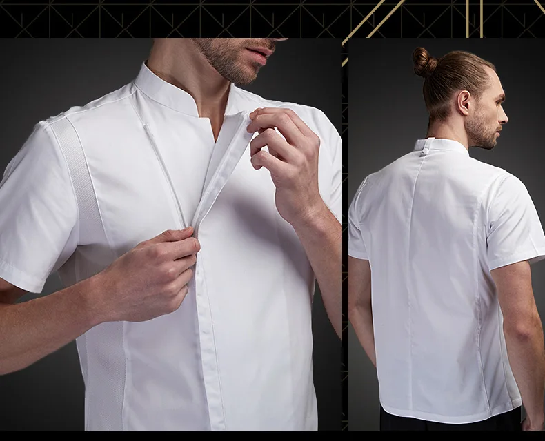 Летняя белая рубашка шеф-повара, униформа для ресторана, костюм повара, куртка повара, мужское пальто повара, одежда для работы в парикмахерском магазине, Комбинезоны