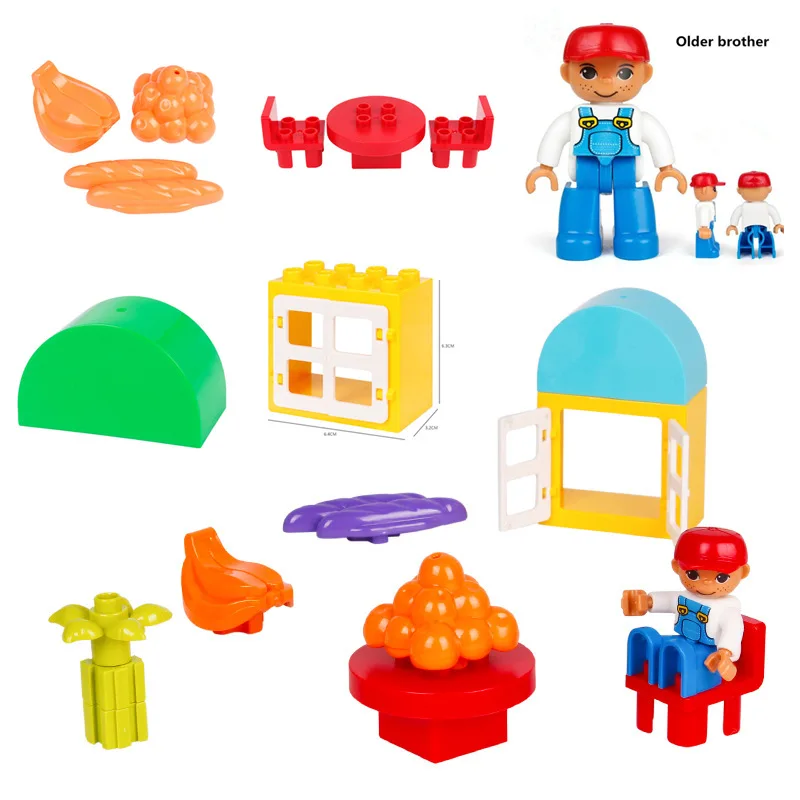 

Diy Big Size Building Blocks Figures Chairs Fruits Flowers Window Boys Gift Compatible With Duploed Bricks Toys For Children