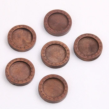 

6pcs/lot 18mm Inner Size Brown Color Round Wood Cabochon Base Setting Charms Pendant Necklace Findings P6949