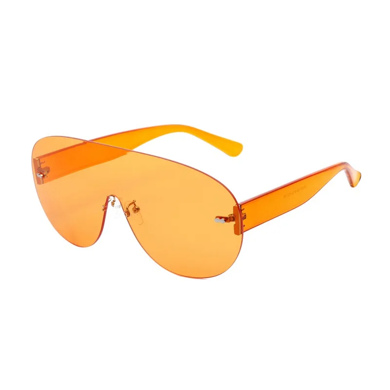 

2019 Trendy Rimless Round Shape Sunglasses Mirrored Candy Color Top One Piece Sun Glasses PC Eyewear Men Women Eyeglasses
