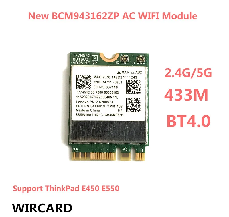 pc wifi adapter BCM943162ZP Dual Band Wireless-AC 2.4G/5G Wifi BT4.0 NGFF 802.11ac Card for ThinkPad E450 E550 FRU:04X6019 best wifi adapter for pc