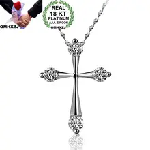 OMHXZJ, модные вечерние украшения для женщин и девушек, белый крест, AAA циркон, 18 К, белое золото, кулон, ожерелье NC120