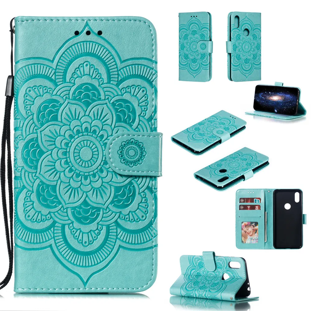 

Vintage Exotic Leather Case For Motorola Moto P30 PLAY/MOTO ONE Wallet Cover Kickstand With Card Slot Pockets Floral Mandala