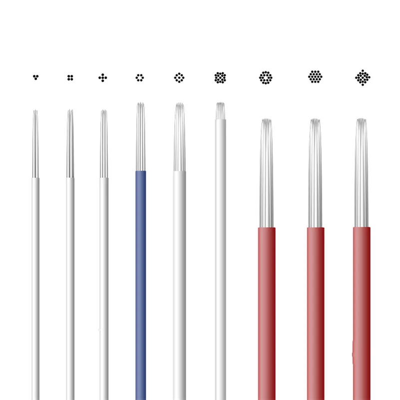 

10Pcs/Lot Mixed Permanent Makeup Needle Sterilized Manual Eyebrow Lip Tattoo Microblade Round Shader Needles For 3R 4R 5R 7R 9R