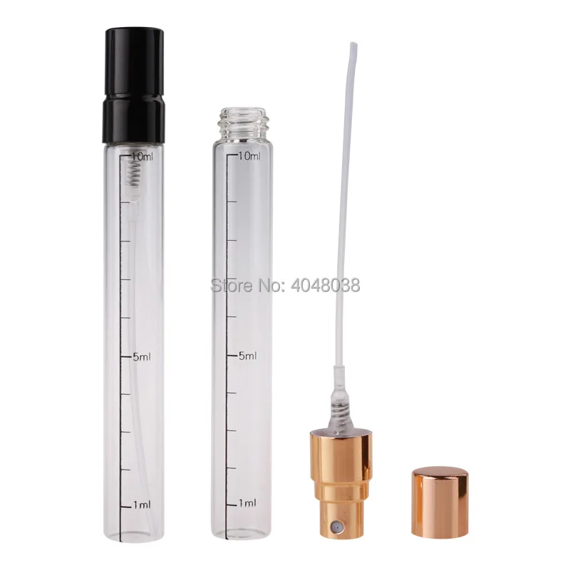 10 ML Glass Perfume Bottle Empty Transparent Spray Pump Vials with Scale Portable Cosmetic Astringent Refillable Bottle 50 pcs (2)