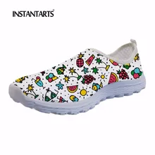 Instantarts модная обувь без застежек на плоской подошве Женская воздухопроницаемая обувь из сетчатого материала Летние Удобные Пляжные Обувь для прогулок свет тапки Обувь женский