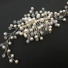 Женская свадебная Хрустальная искусственная жемчужина расческа для волос кусок DIY ювелирные изделия свадебные тиары аксессуары CX17