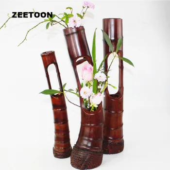 

Japanese Ikebana Natural Root Bamboo Section Vase Handmade Flower Bottle Tabletop Flower Pot Flower Arranging Vintage home decor