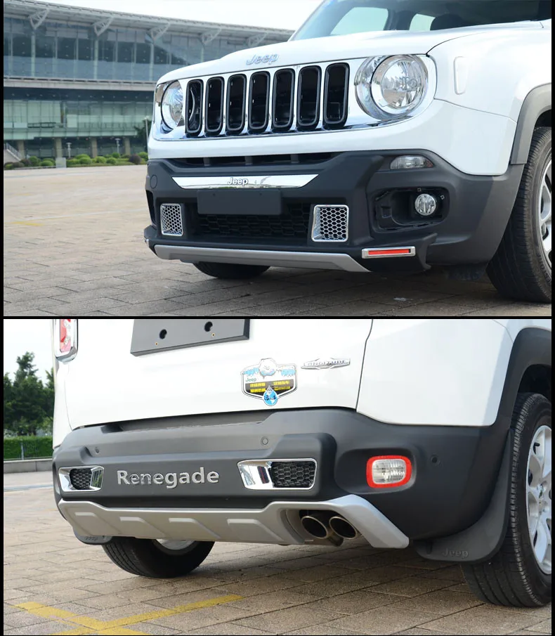 Подходит для Jeep Renegade- OEM Передний+ задний бампер диффузор бамперы защита для губ противоскользящая пластина ABS Хромированная 2PES