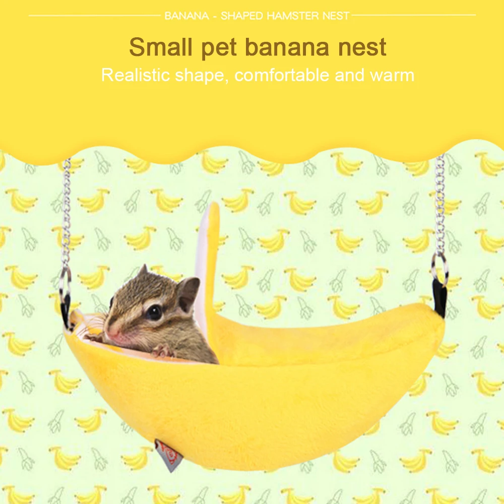 Милый плюшевый хлопковый Теплый Гамак для хомяка, подвесное дерево, кровати в форме банана, крыса, мышь, домашнее гнездо, аксессуары для хомяка