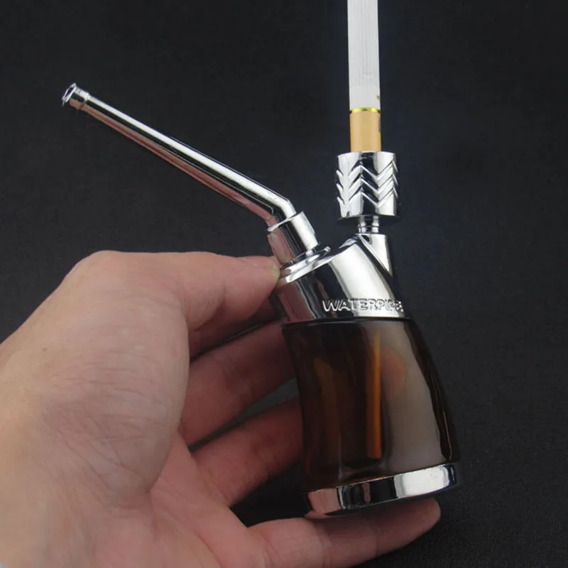

Circulating Mini Hookah Curved Water Smoke Pipe Filter Pipe Men Cigarette Holder Water Tobacco Shisha Pipes Metal Tube