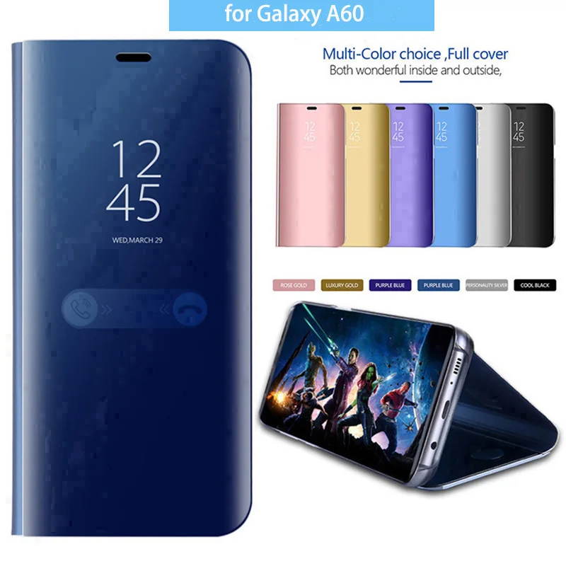 Luxury Smart View Mirror Leather Flip Stand Case Cover for Samsung Galaxy A60 Luxury Smart View Mirror Leather Flip Stand Case Cover for Samsung Galaxy A60