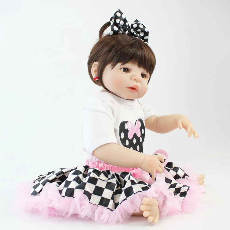 55 см полностью силиконовая кукла Reborn Baby Doll игрушка Реалистичная 22 ''мягкая виниловая новорожденная принцесса Младенцы девочка Bonecas Bebe живая игрушка для купания