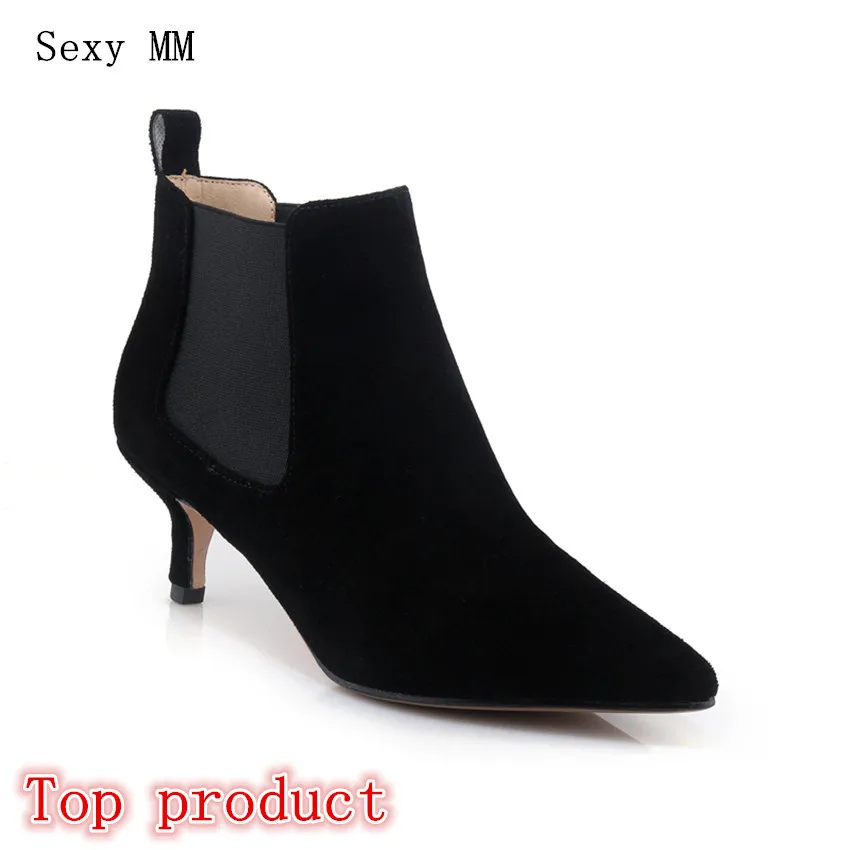 

Genuine Leather Women High Heel Ankle Boots Spring Autumn Shoes Woman Short Boots High Quality Plus Size 33 - 40