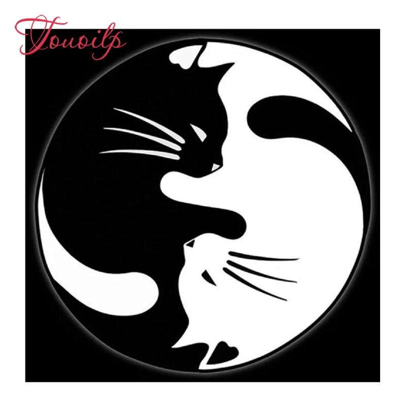 

Touoilp square/round 5d diamond painting Yin Yang cat cross new Year diamond embroidery plastic crafts Full diamond painting
