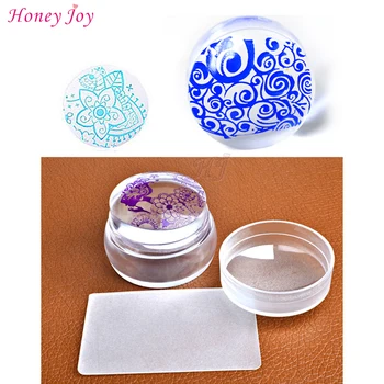 

New Design Pure Clear 3.6cm Jelly Silicone Nail Art Stamper Scraper with Cap Transparent Nail Stamp Stamping Tool