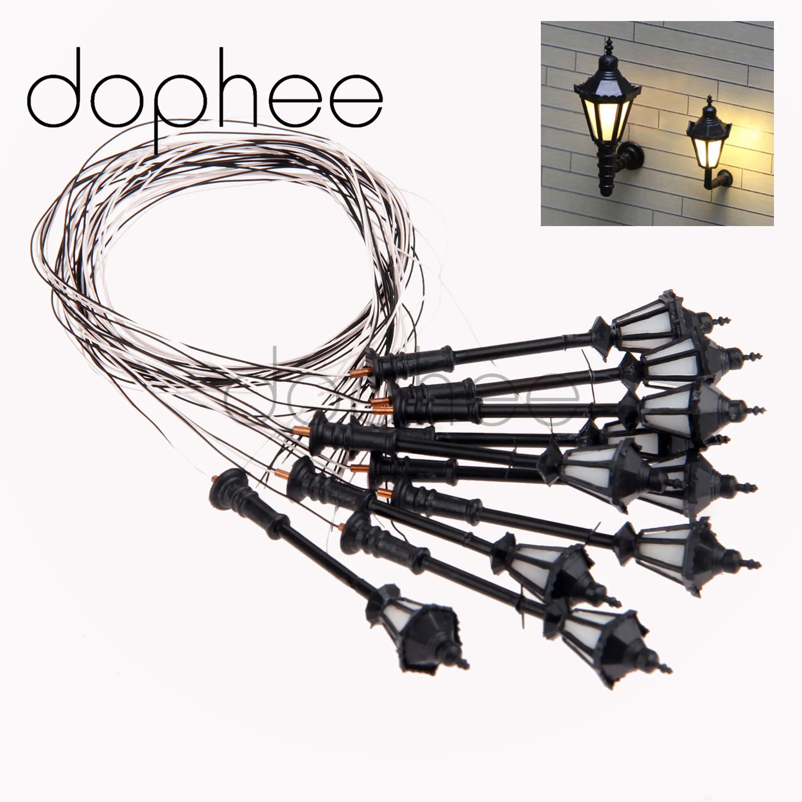 

dophee 10pcs Model Architectural Courtyard Park LED Lights Lamppost 3V Single Head Scale 1:100 for Railway & Street Layout