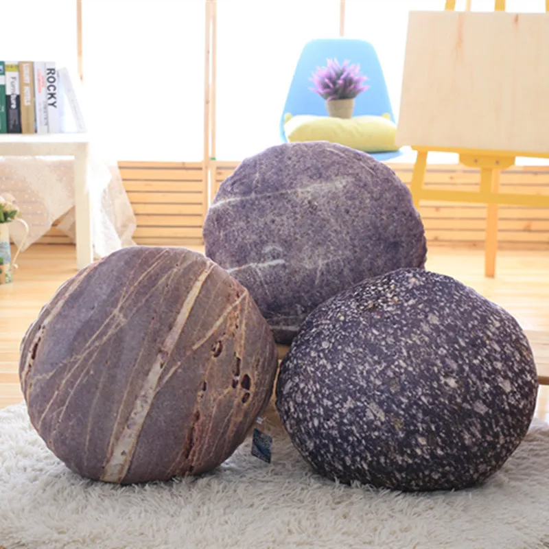 

32cm Creative simulation round stone cushion velvet throw stuffed pebbles plush toy cushion backrest tatami mat cushion
