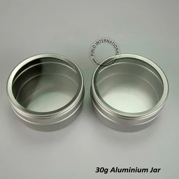 

50pcs/lot 30g Aluminum Cosmetic Jars Make-up Tools Customizable Metal Display Box with Transparent Window Cap