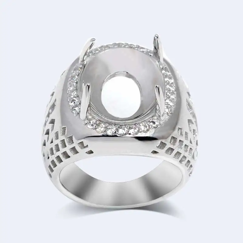 RSHC3009 подлинное 925 пробы Серебряное Высокое качество большое мужское кольцо без основного камня готово к большому камню