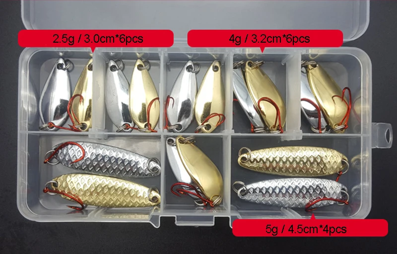 2g/4g/6g/8g/12g Fishing Lure Set Spoon Lure Set Spinnerbait Pike Fishing lures Sea fishing Metal Jig Lure Fresh/Salt Water A078 - Image 4