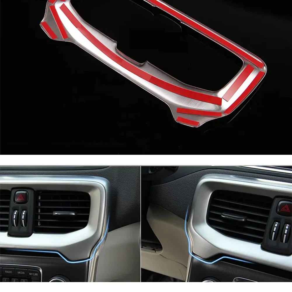 JEAZAE New Interior Console Air conditioning Outlet Decorative Cover Trim Stainless Steel For Volvo V40 2012 2013 2014 2015 2016 2017 2018 Car styling-4