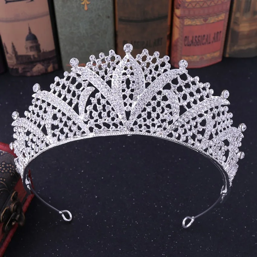 Барокко Роскошный Серебряный Тиара с кристаллами для невесты Королева Король большая корона из страз диадема вуаль тиары Свадебный ободок аксессуары для волос - Окраска металла: Silver