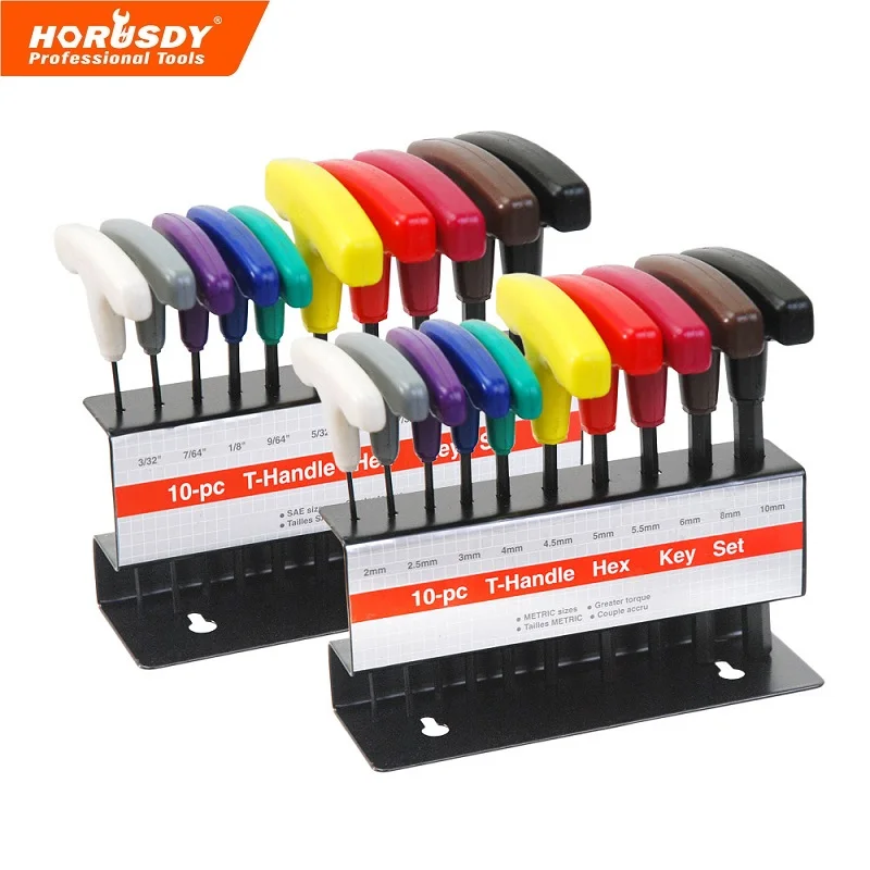 

HORUSDY 20 Pcs T-Handle Hex Key Set Metric And Sae Allen Wrench Non-slip Multifunctional Wrenches Hand Tools