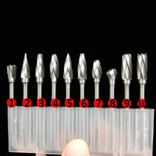 Fixmee 10 pçs 6mm cabeça de carboneto de tungstênio 8 flautas rebarbas rotativas ponto arquivo cortador broca 3mm haste