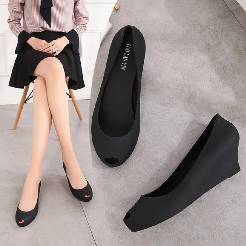 

Summer Fashion Peep Toe Shallow Women Beach Sandals Casual Open Toe Slip-On Cover Heel Wedges Slip-On Lady Jelly Shoes 20190514