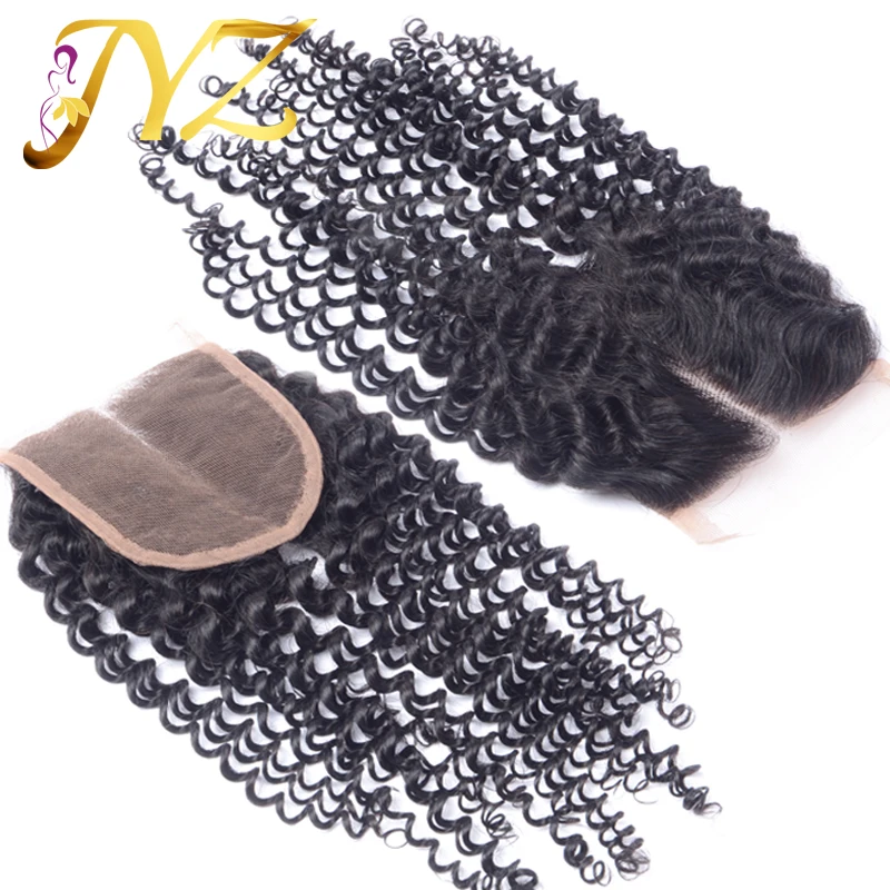 

Promoting 6A Peruvian kinky curly Lace Closure Free/Middle/3Part Peruvian Virgin Hair Kinky curly 4x4 Bleached Knots Top Closure