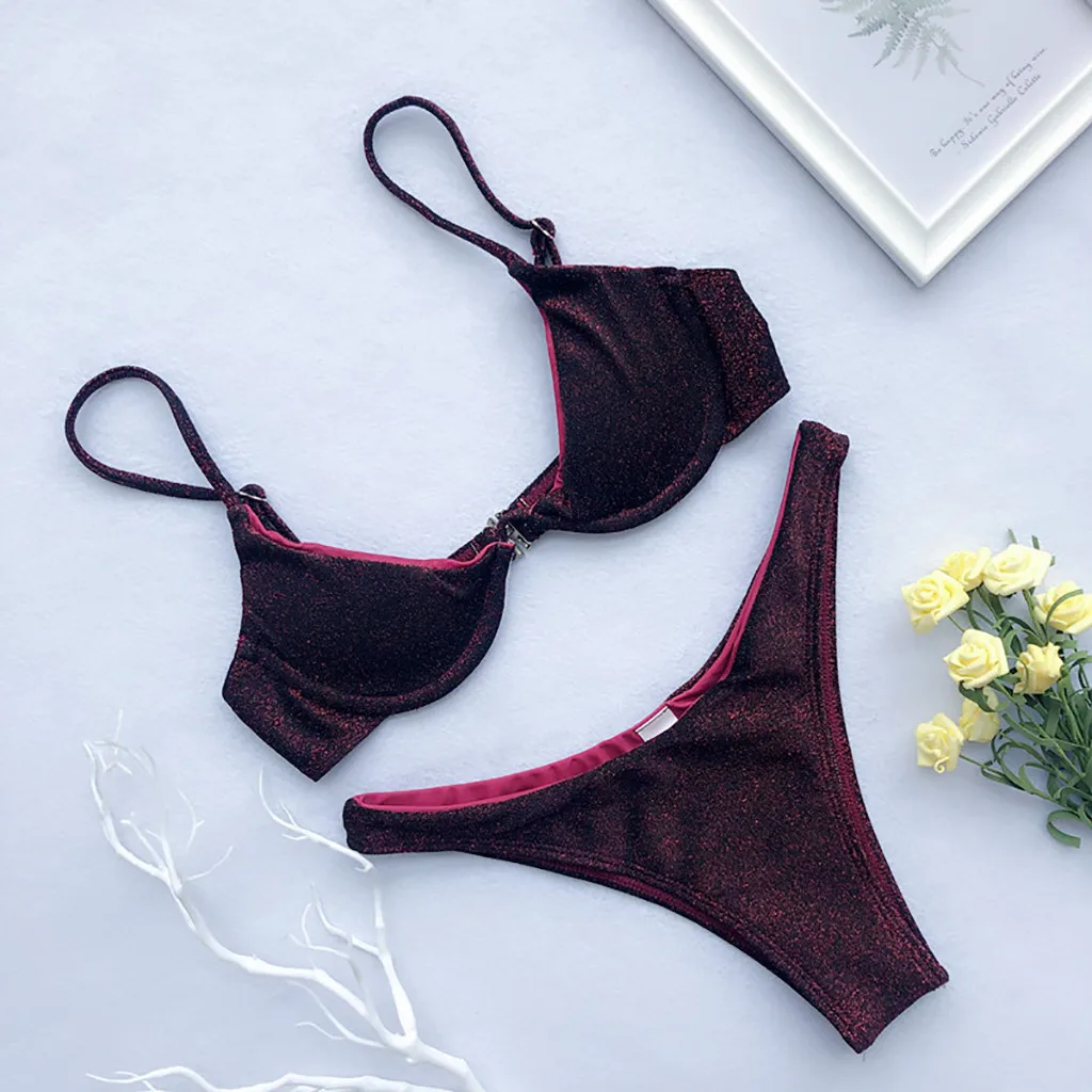 

2019 Summer Bikini Swimsuit Women's Swimsuits Swimwear Women Two Piece High Waist Sexy Patchwork Swimwear Separate Beachwear Set