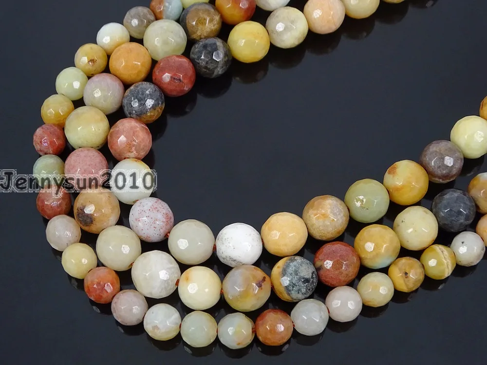 Natural Yellow Amazonite Gems Stone Faceted Round Beads 15'' 4mm 6mm 8mm 10mm Strand for Jewelry Making Crafts 5 Strands/Pack |