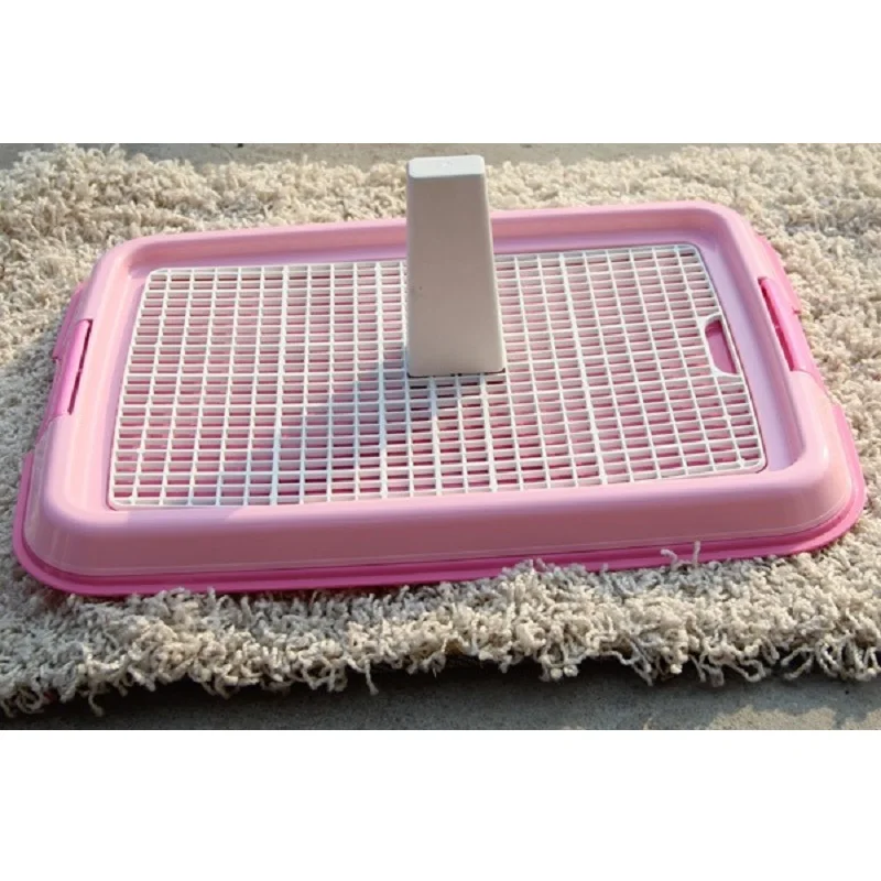 

2018 New High Quality Pet Toilet Dogs With Grid Tray Plus Column Pet Flat Toilet Puppy Dog Cat Pet Indoor Potty Color Blue Pink