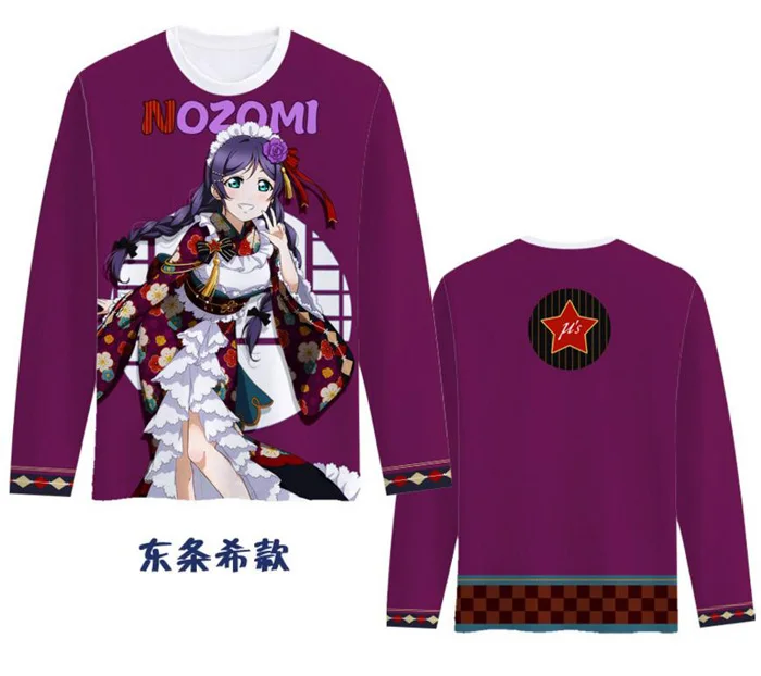 1 LoveLive! Taisho Awaken футболка с длинными рукавами и принтом Косплей Костюм Love Live u's School Idol Project Minami Kotori футболка - Цвет: 1