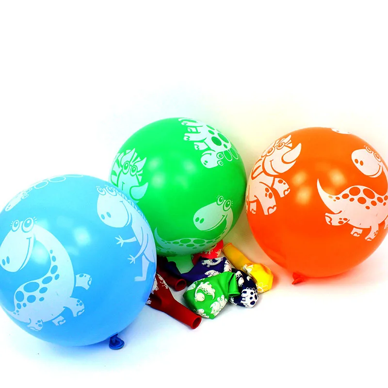 

10pcs/lot 12inch Thicken Mixed Color Printing Transparent Balloon Dinosaur Latex Ballon Birthday Decoration Interesting Kid Toys