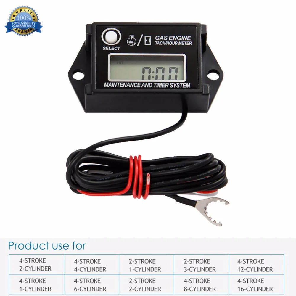 Aimilar Replaceable Battery Digital Tach Hour Meter RPM Tachometer for Motorcycle Generator ATV Dirt Bike