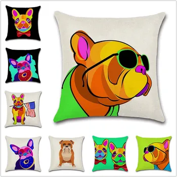 

Dogs colorful animal cartoon creative Decoration home sofa chair cushion cover friend Kids bedroom gift Dropshipping pillowcase