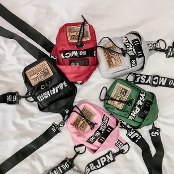 

Canvas Letter Hip-Hop Shoulder Messenger Bags for Teenager Small Chest Bags Women Girls Harajuku Phone Bag Designer Chic Street