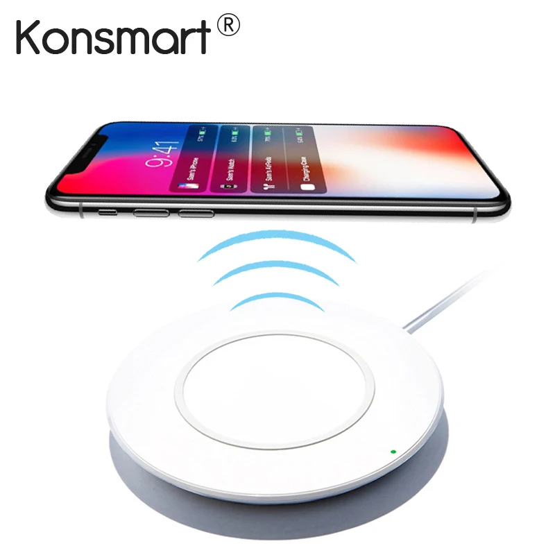 

Konsmart Original Qi Wireless Charging Pad for Apple iPhone X 8 Plus Wireless Charger for Samsung Nokia Moto LG Mobile Phones