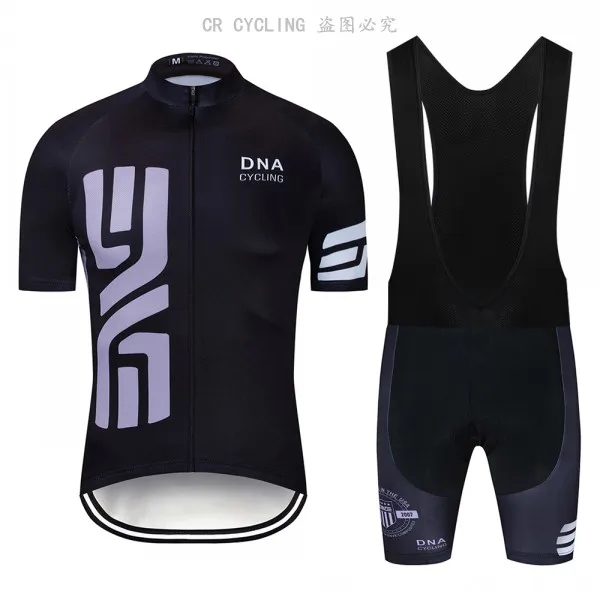 Black DNA Cycling Team Jersey Bike Set Short Sleeves Mens Quick Dry Bicycle Wear Suit Maillot Culotte Clothing 12D Gel Pad - Цвет: Set 2