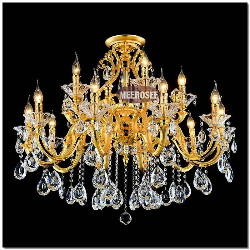 

Luxurious Golden Chandelier Lighting Lustre Crystal Hanging Lamp Vintage lampadari Fitting Suspension Light with 100% k9 Crystal