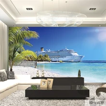 Пользовательские 3D печать DIY ткань и текстильные обои для стен моющийся матовый шелк для гостиной морской океан небо корабль домашний декор