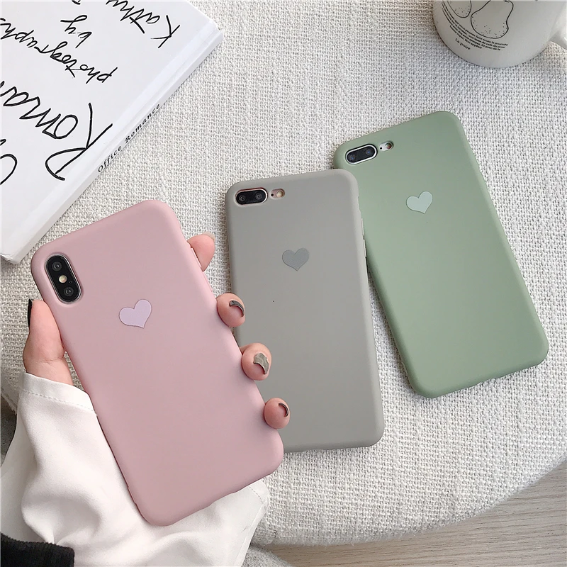 

New hot For iPhone 6 Case Love Heart For iPhone 6s 7 8 Plus X XR XS Max Silicon Phone Case Soft TPU Back Cover Candy Color Coque